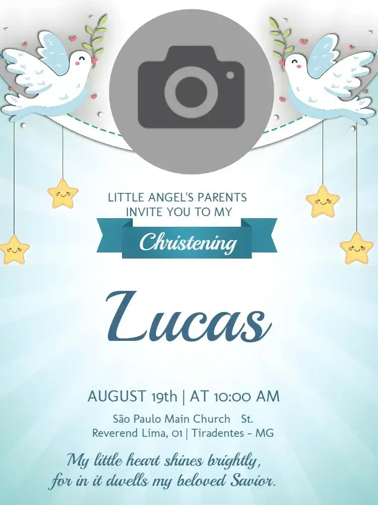 Christening With Photo Stars invitation