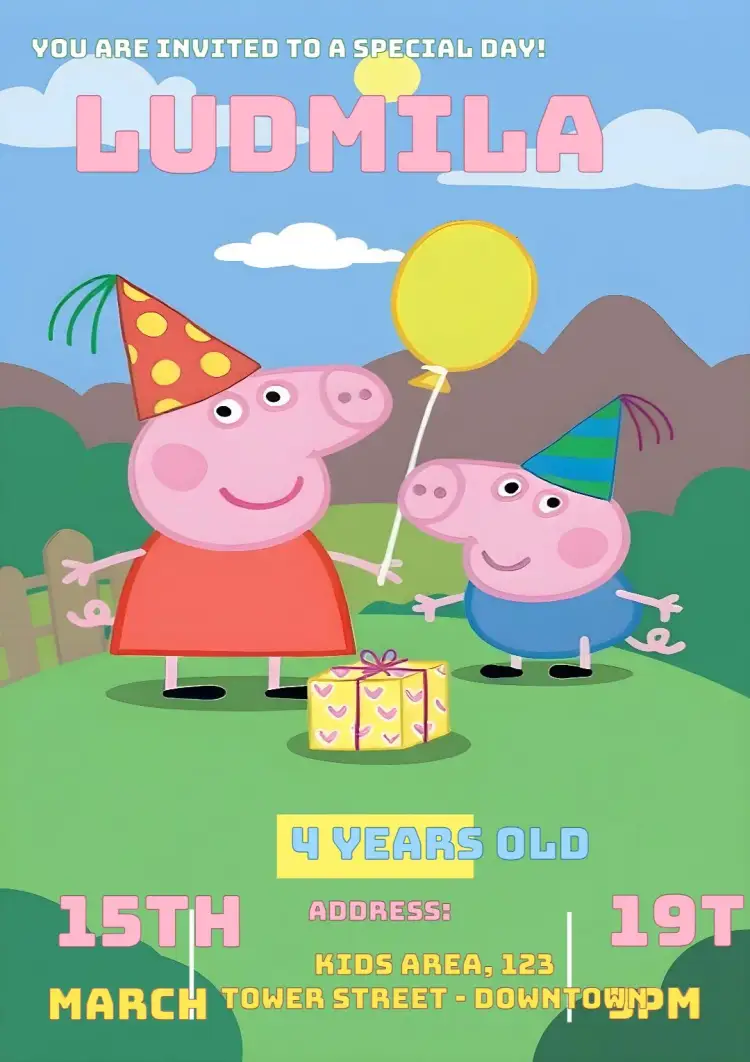 Peppa Pig Pink invitation