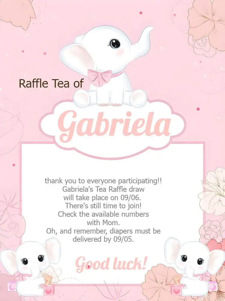 Invitation Reminder Baby Shower Raffle Elephant Floral – Most searched for theme floral, delicate, safari, modern, soft, childish
