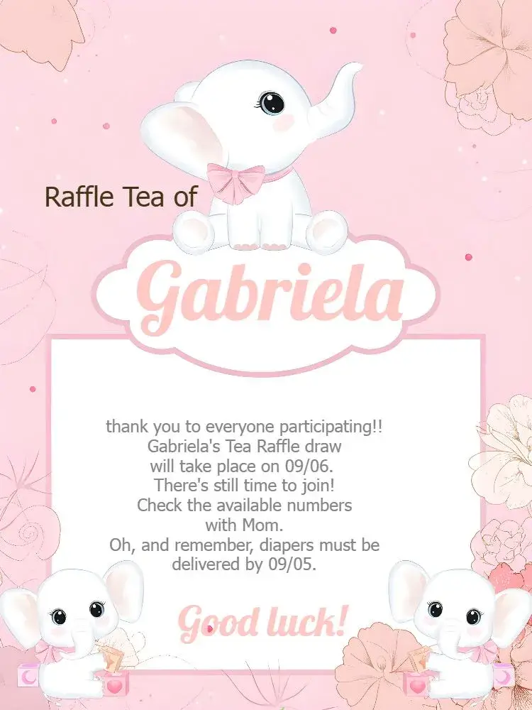 Reminder Baby Shower Raffle Elephant Floral invitation