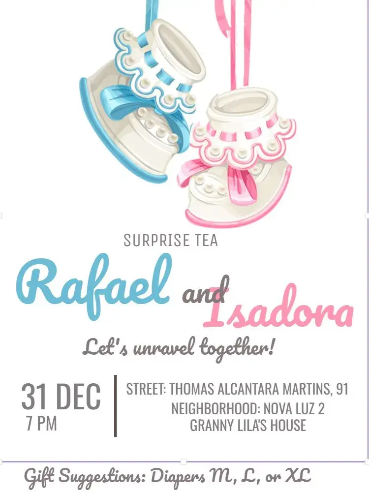 Invite Baby Gender Reveal Shoes Boy or Girl editable and customizable
