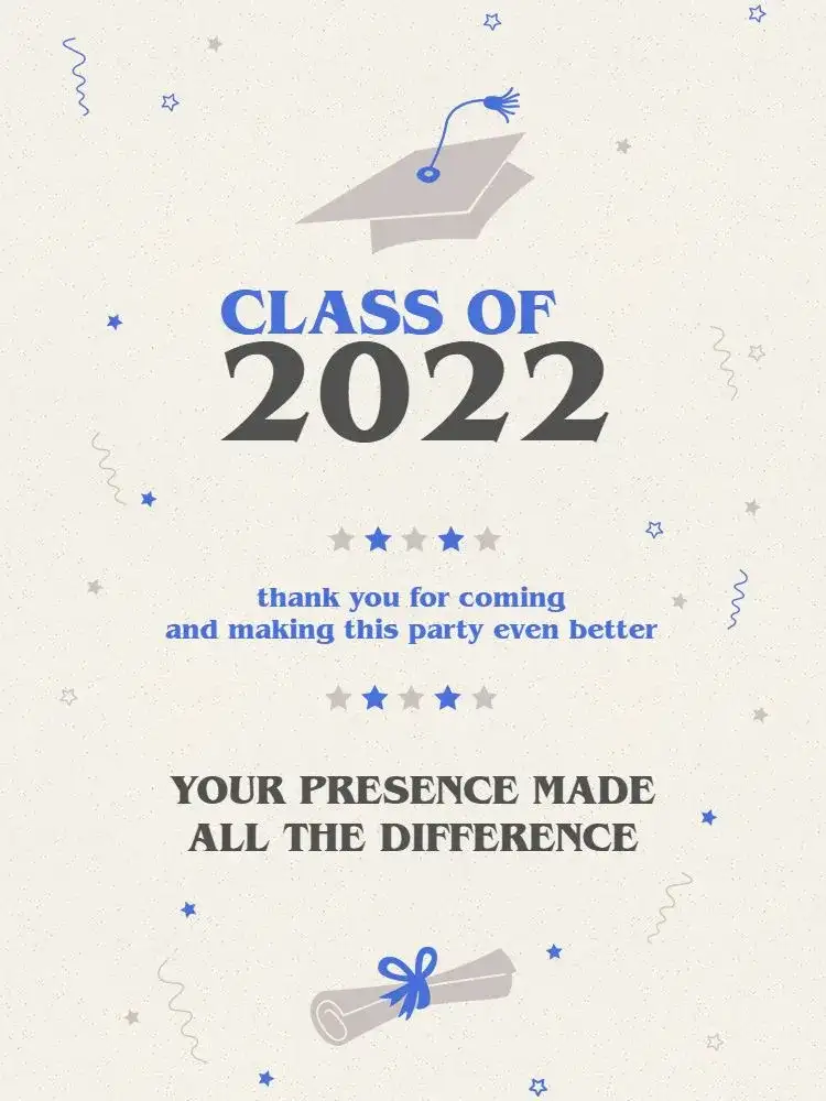 Minimalist Graduation Attendance Thank You Card