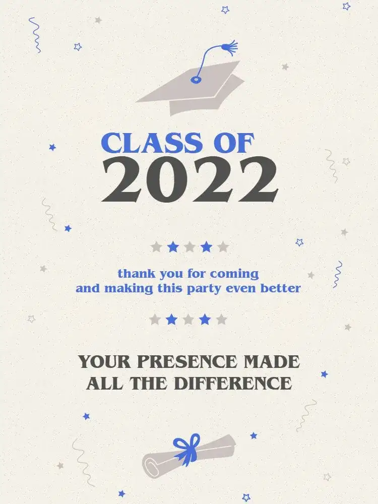 Invitation Minimalist Graduation Attendance Thank You Card – Card theme minimalist, blue, modern, youthful, elegant, fun