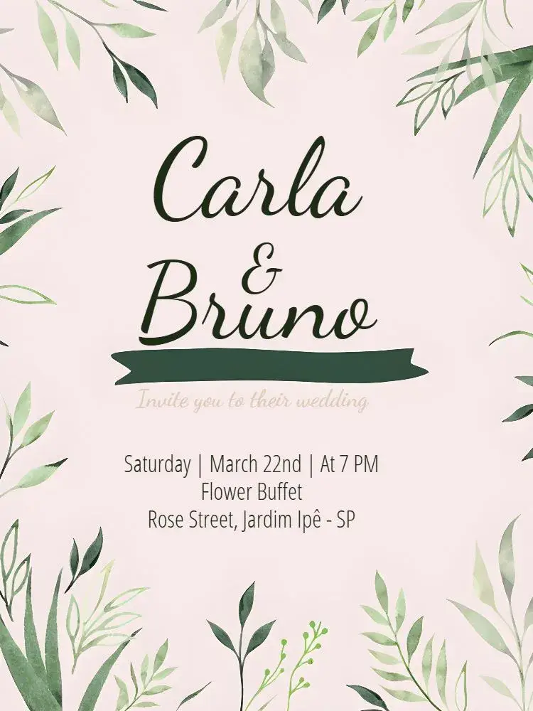 Watercolor Foliage Wedding invitation