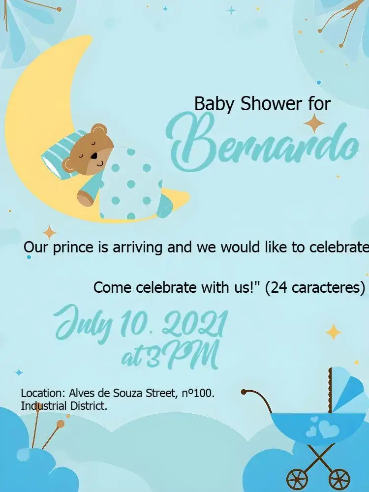 Yellow Teddy Bear Baby Shower invitation