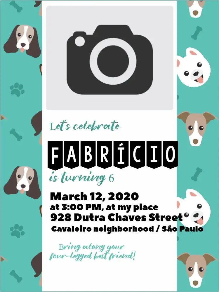Invitation Dog Boy Bones – Kids' Birthday Party theme fun, colorful, playful, modern, themed, pet-inspired