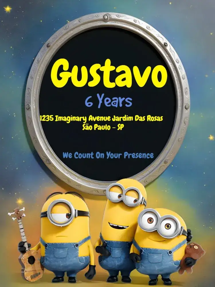 Invitation Colorful Minions – Most searched for theme colorful, fun-filled, childish, themed, lively
