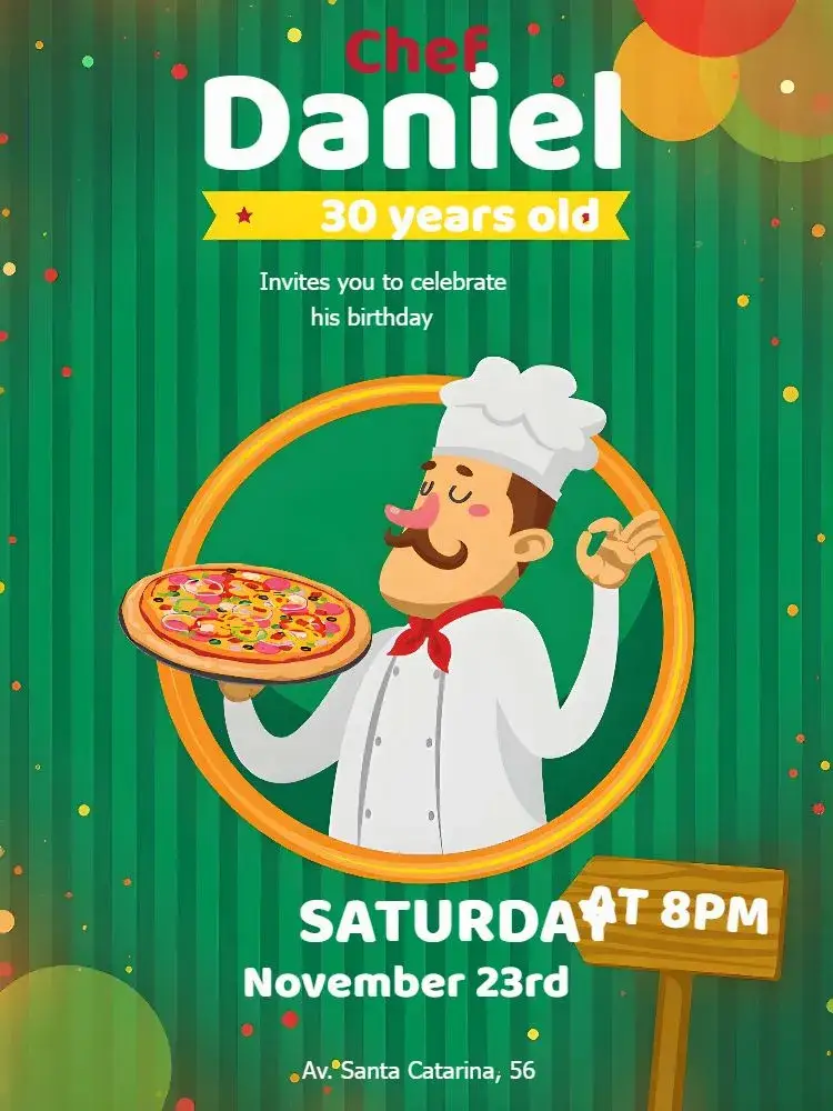 Invite Pizza Dinner editable and customizable