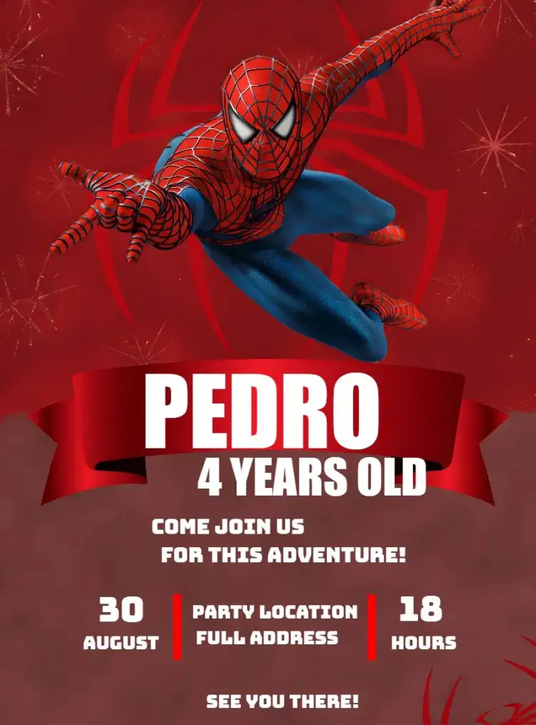 Invitation Red Spider-Man – Most searched for theme red, black, webs, superhero, modern