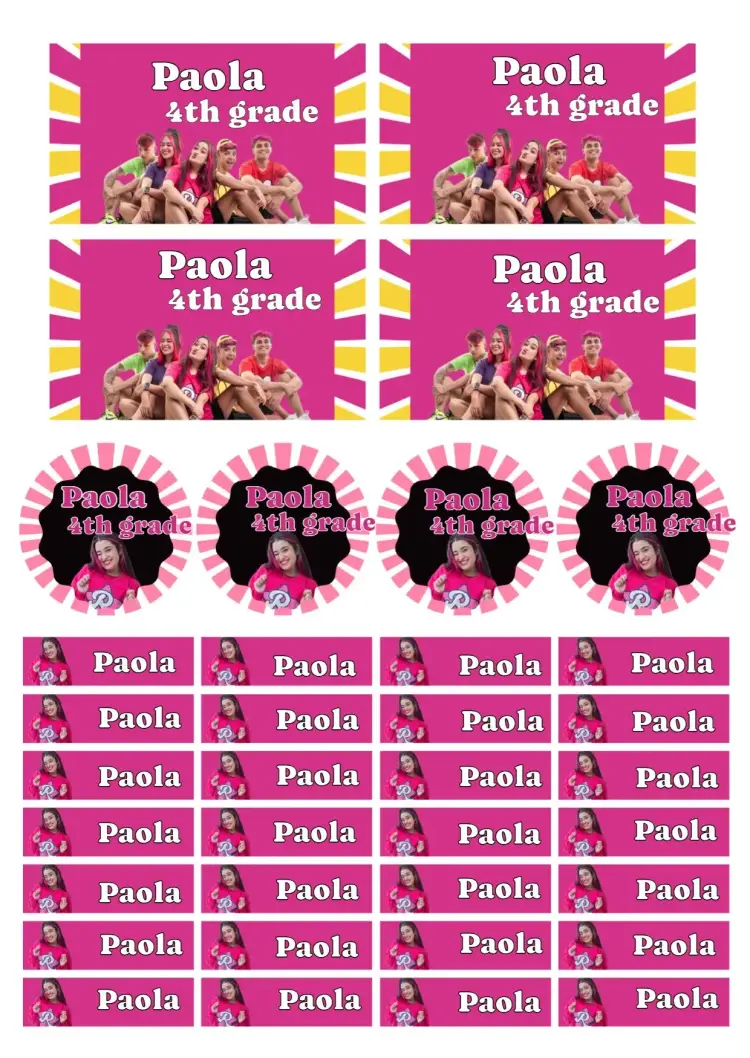 Etiqueta escolar Dos Rosa Emilly Vick invitation