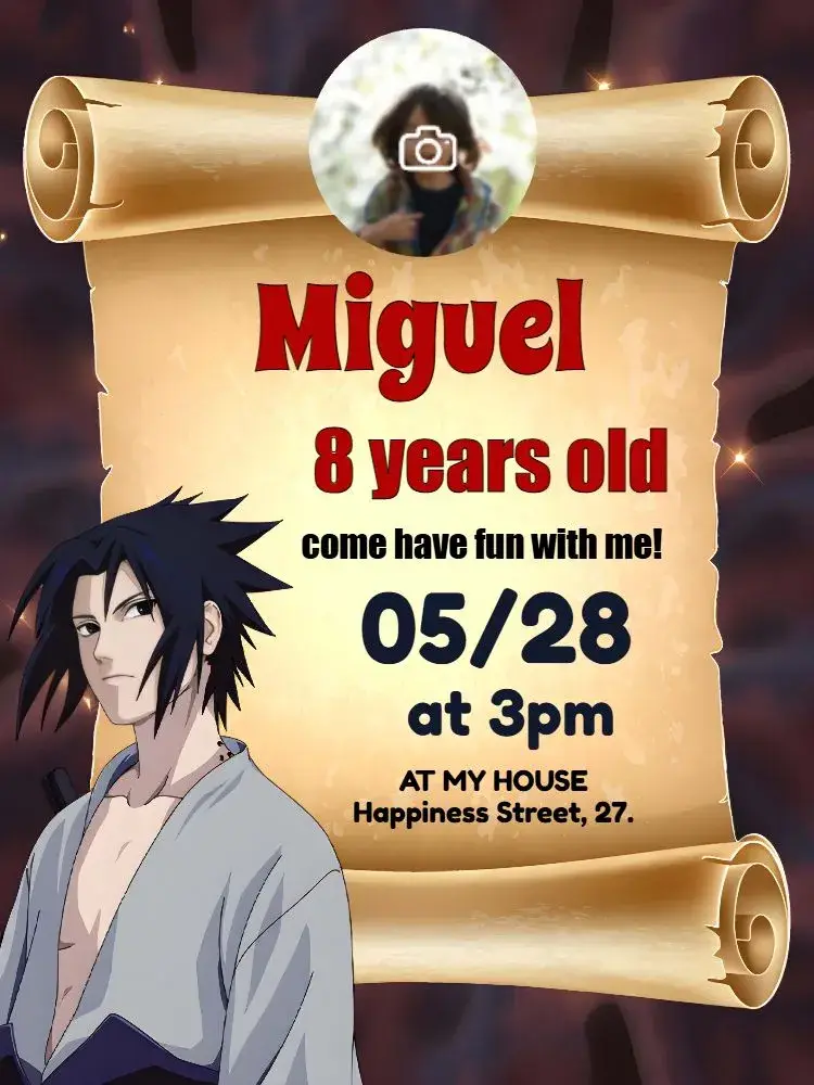 Sasuke Uchiha With Ninja Photo invitation