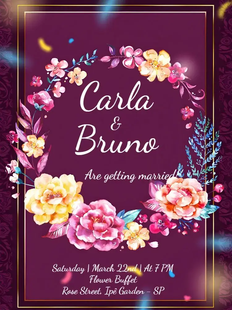 Floral Wedding - Purple Flowers invitation