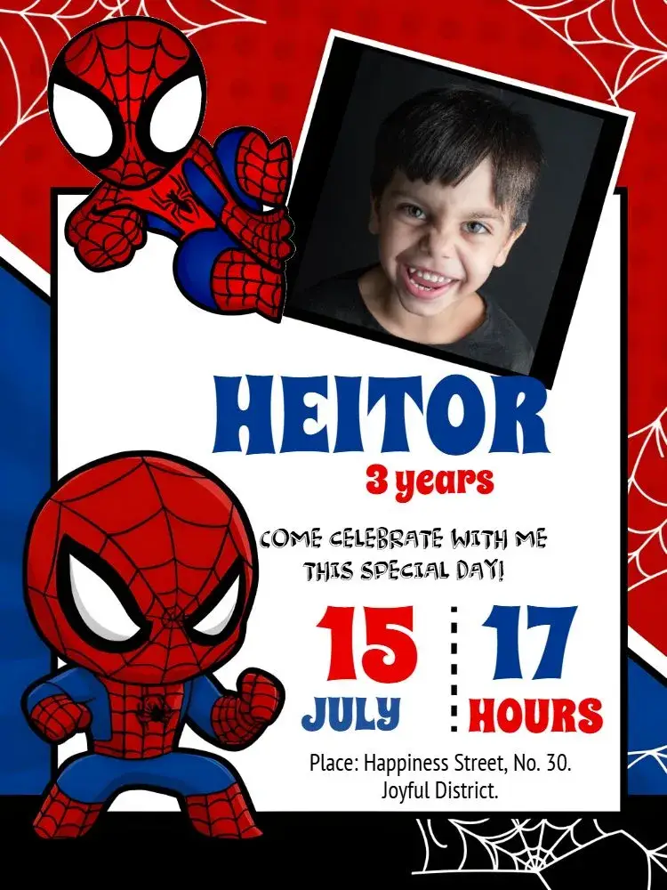 Invite Spider-Man Toy With Chibi Photo editable and customizable