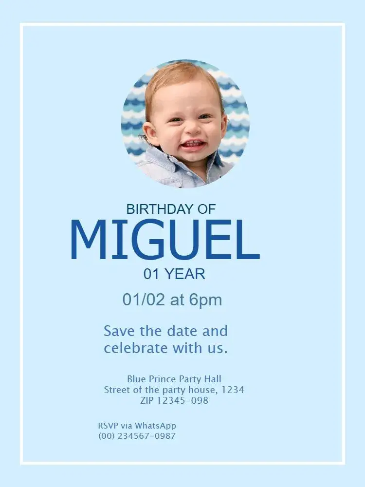 Blue Boy Child invitation