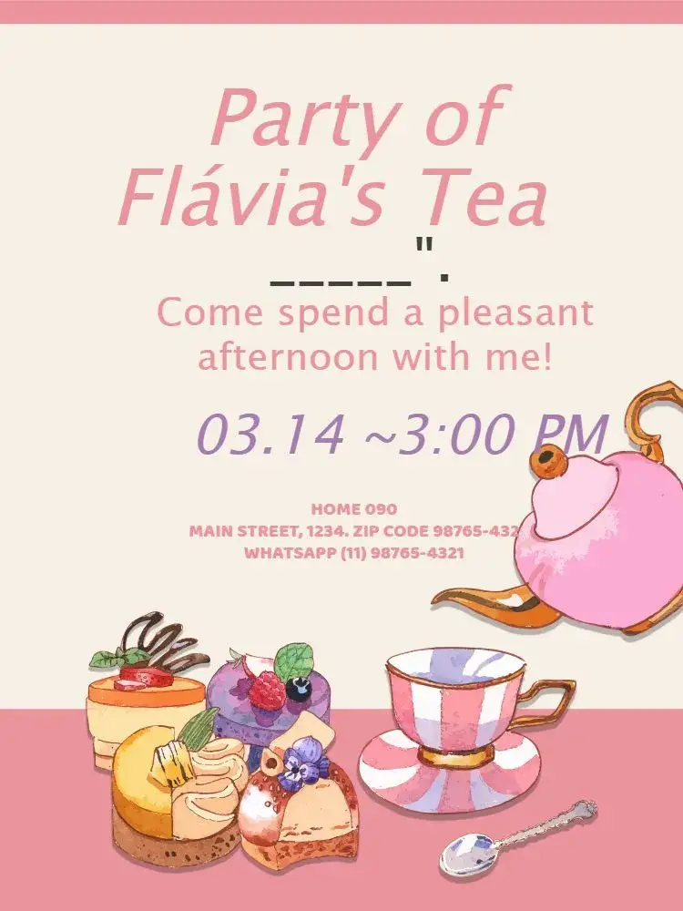 Invitation Pink Tea Party Food – Diaper Shower theme pink, playful, delicate, vintage, floral, modern