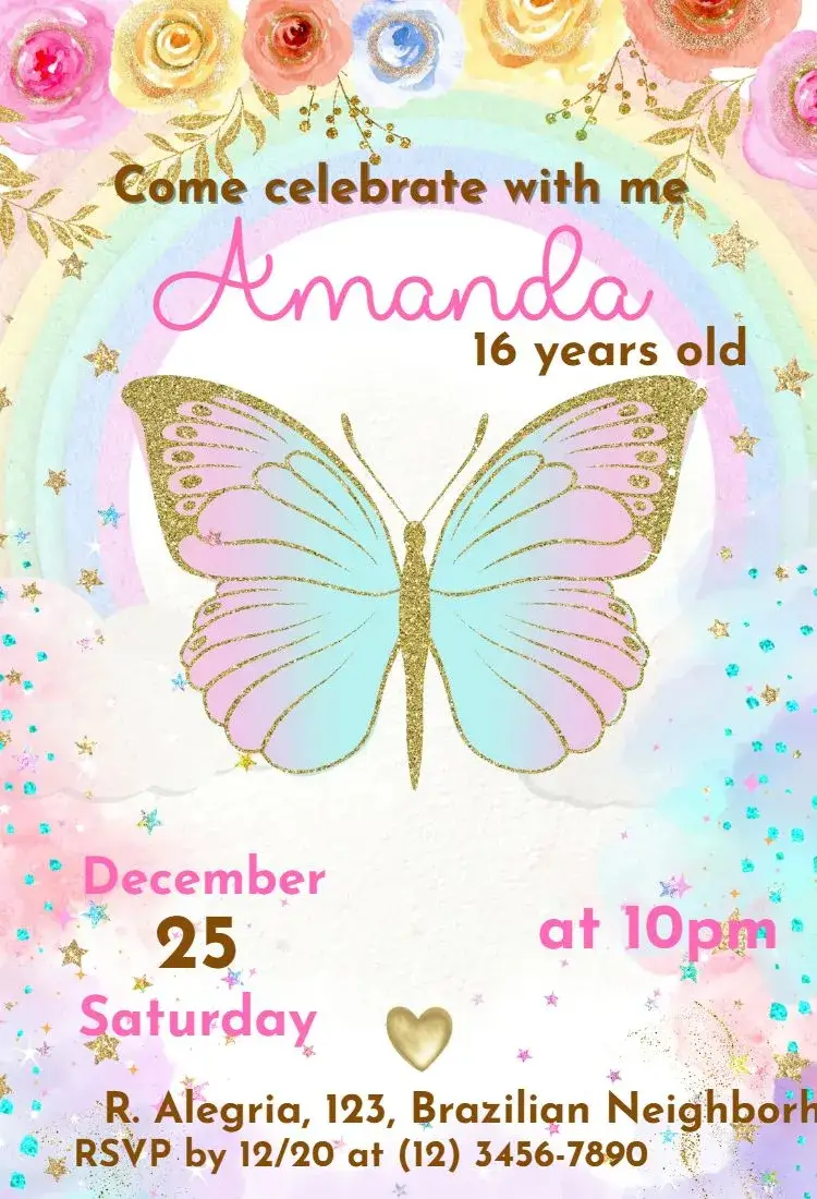 Invite Floral Butterfly editable and customizable
