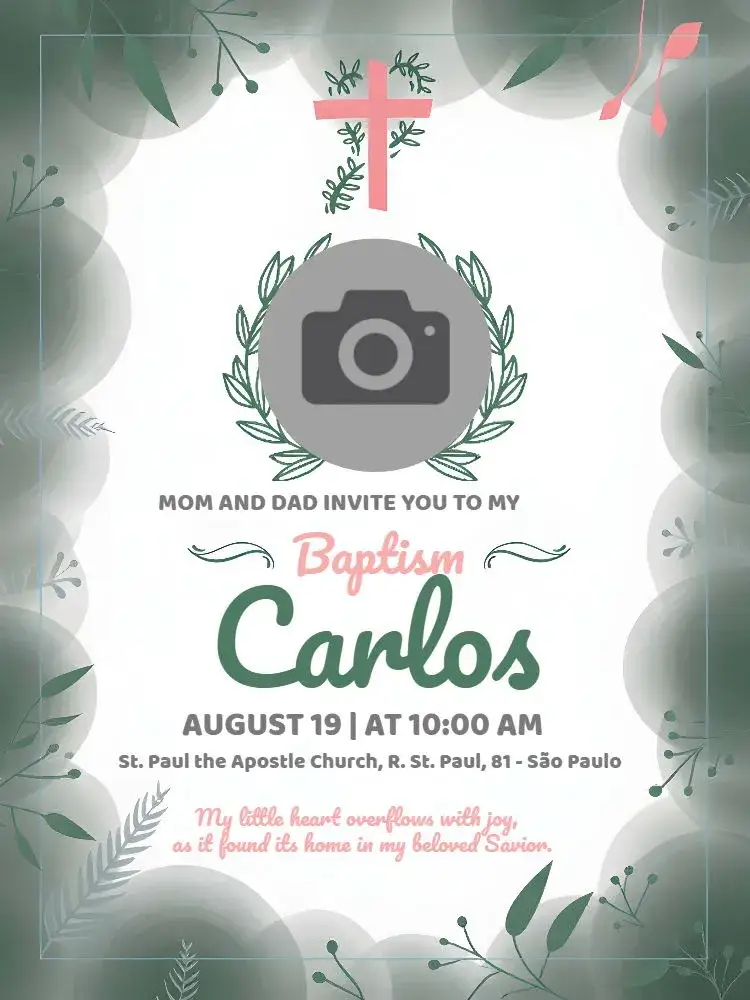 Invitation Baptism Photo – Baptism theme floral, delicate, modern, minimalist, pastel, childish