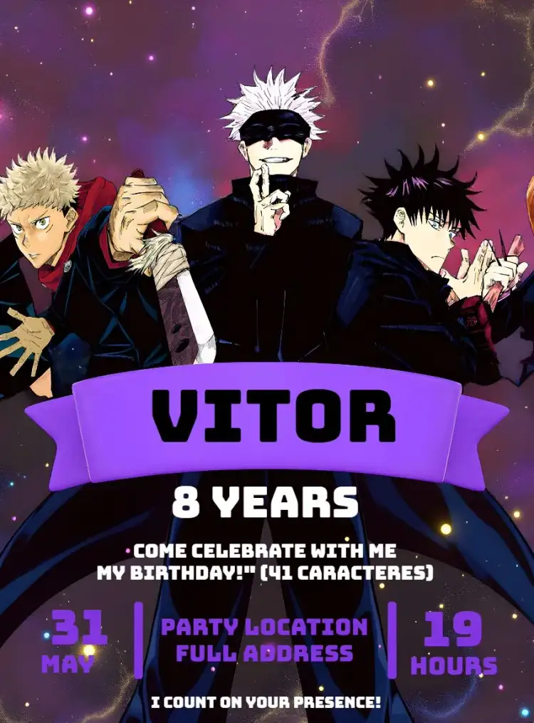 Invitation Jujutsu Kaisen Drawing – Most searched for theme anime, manga, modern, colorful, Japanese, artistic illustrations