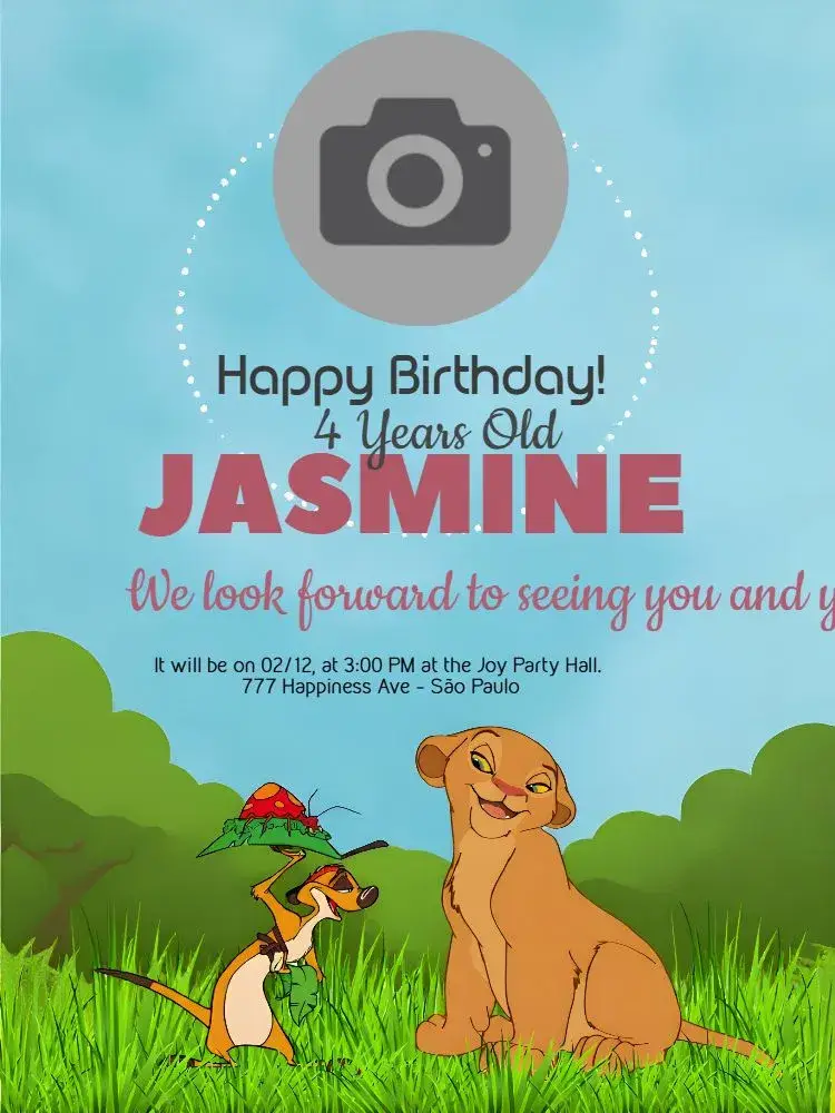 Lion King With Simba Photo invitation