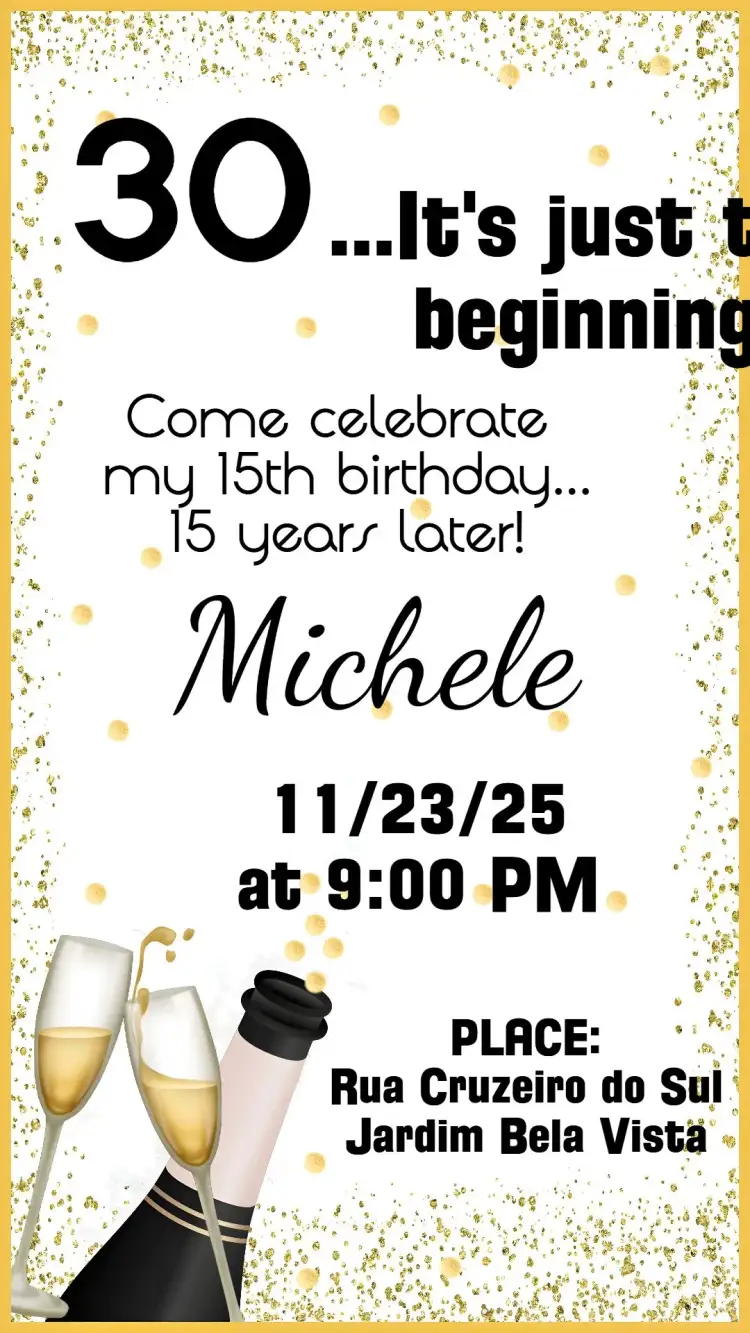 Invitation Adult Birthday – Birthday theme golden, elegant, modern, champagne, festive