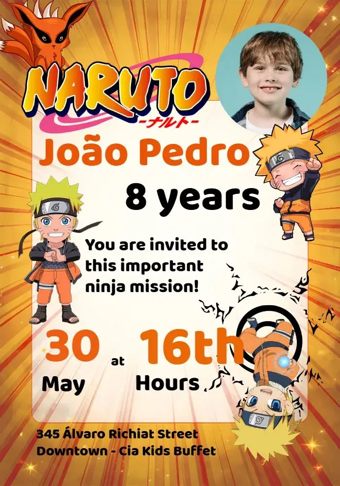 Naruto Chibi With Sasuke Photo invitation