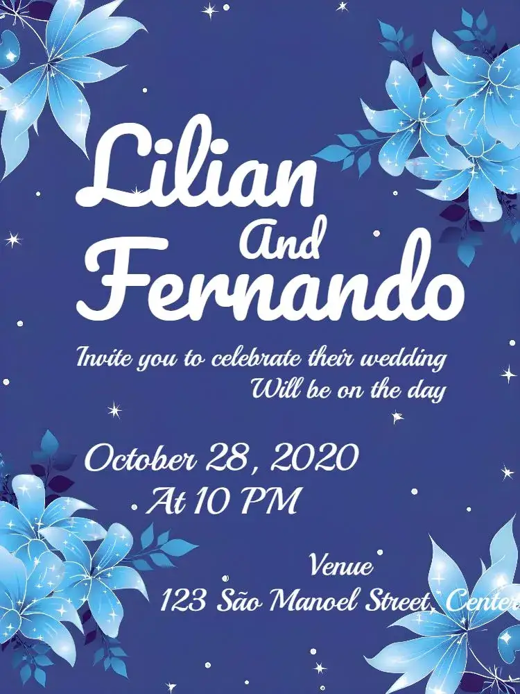 Invitation Floral Flowers Wedding – Wedding theme floral, navy blue, romantic, elegant, modern, natural