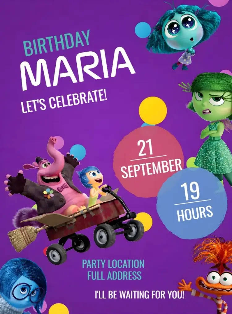 Joy Inside Out 2 invitation