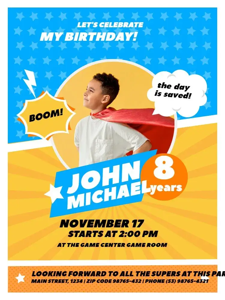 8 Years With Fun Photo invitation