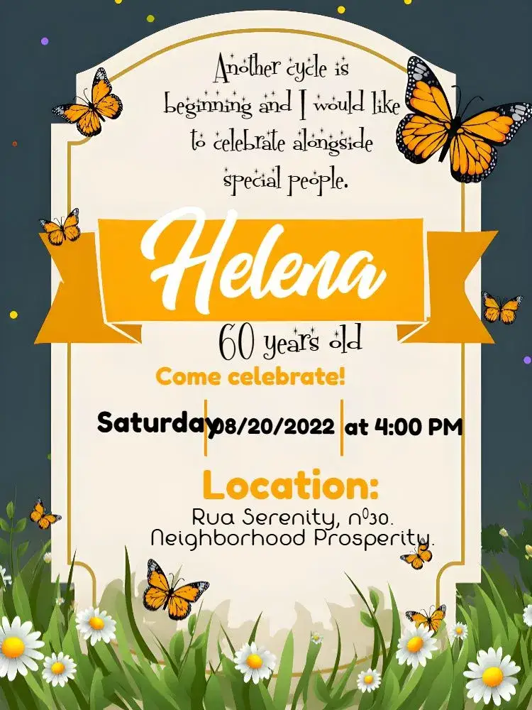 Invitation Orange Butterfly Garden – Birthday theme floral, colorful, delicate, modern, vibrant
