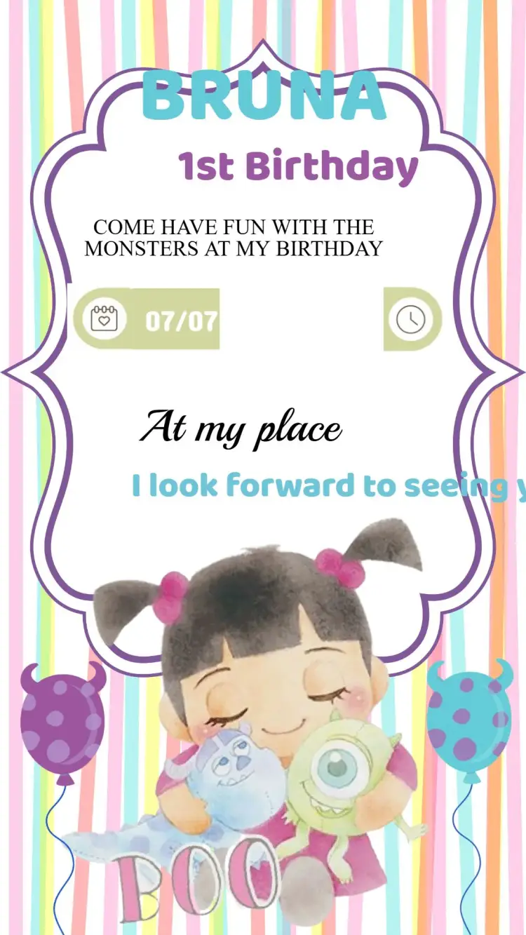 Birthday Invitation Boo Monsters Inc.
