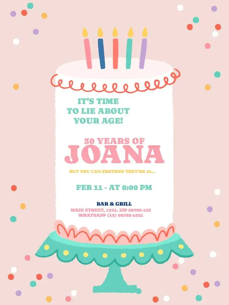Invitation Funny Pink Celebration – Kids' Birthday Party theme light pink, fun, feminine, colorful, childlike, cheerful
