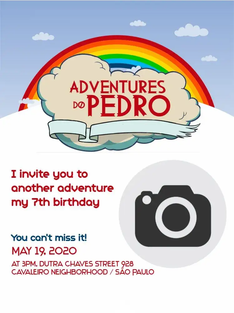Invitation Adventure Time Arch Hour – Kids' Birthday Party theme rainbow, playful, colorful, childlike, fun
