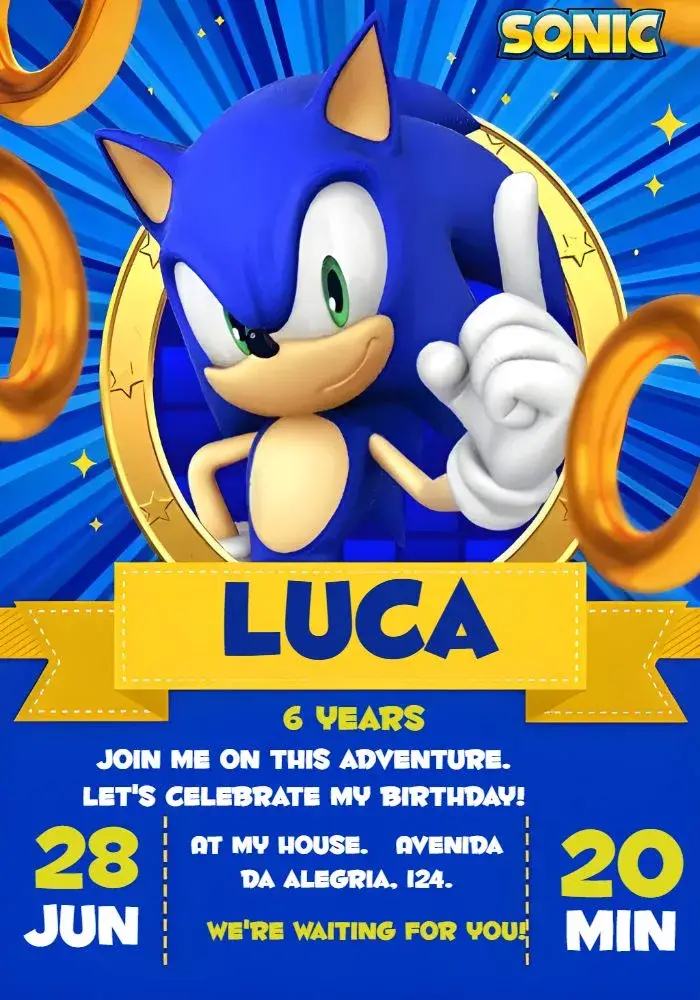 Invite Covnite Sonic Game Invite editable and customizable