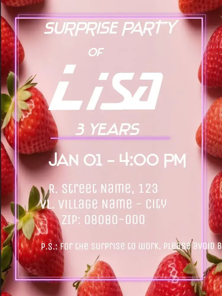 Virtual Surprise Strawberry invitation