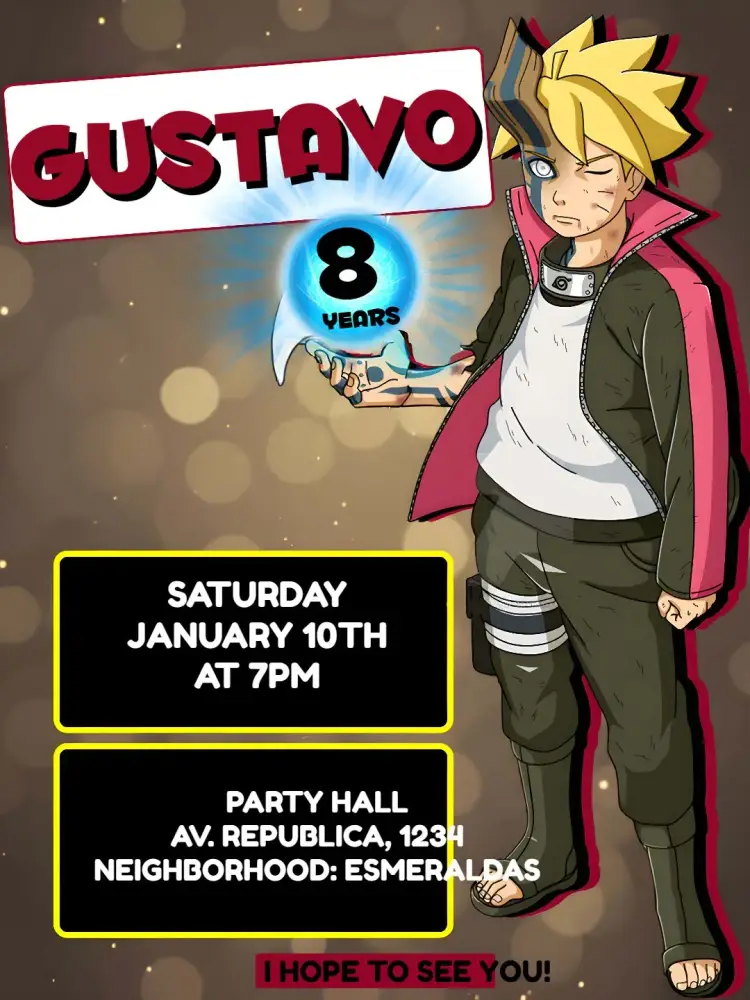 White Boruto invitation