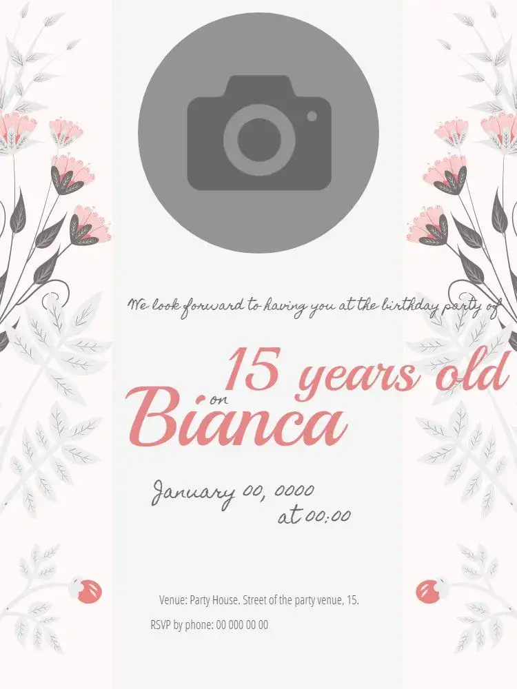 Invitation 15 Years Flowers – Wedding theme floral, delicate, springtime, pink and white, contemporary