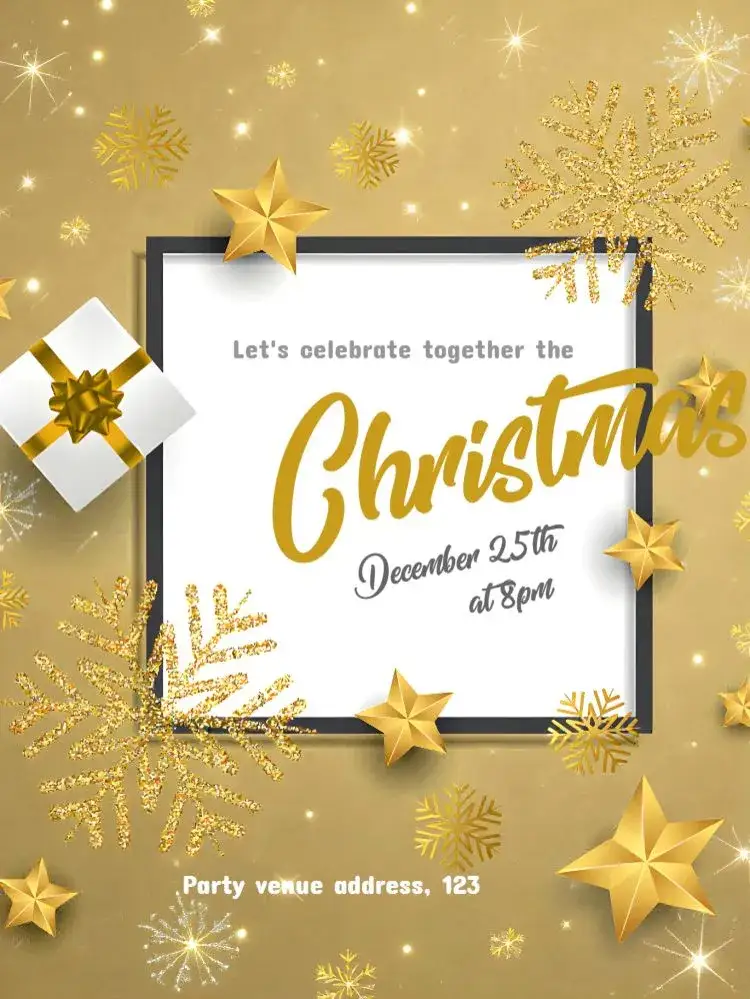 Invitation Christmas Year – Commemorative Dates theme golden, red, green, vintage, modern, Christmas