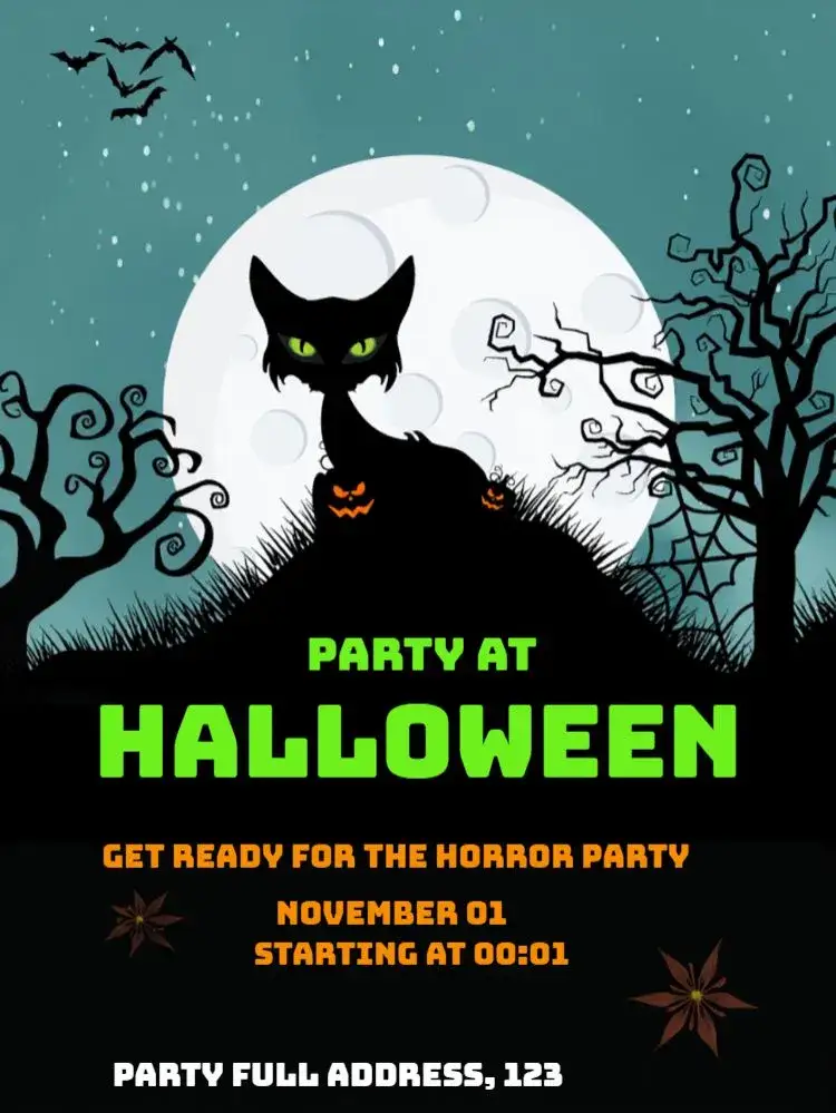 Invitation Halloween Witches – Commemorative Dates theme dark, fantasy, magical, witches, autumn, fun