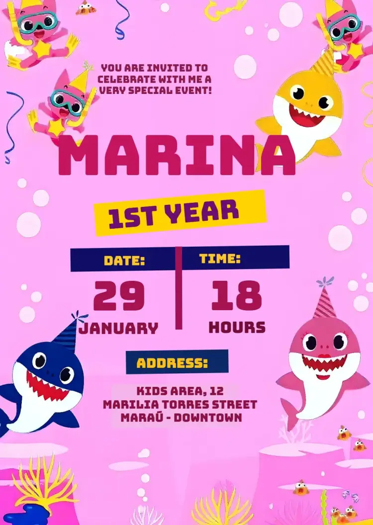 Baby Shark Xark invitation