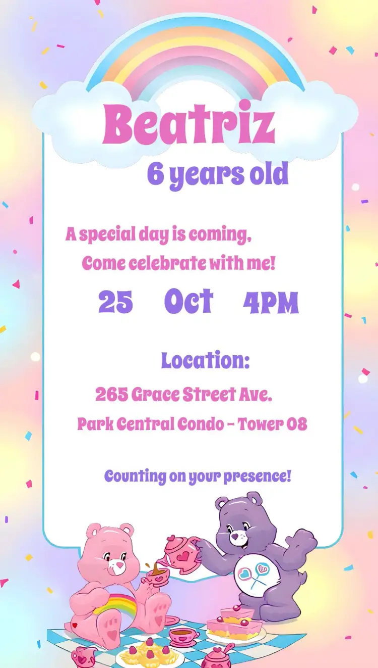 Care Bears Party invitation