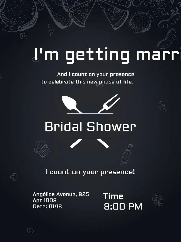 Invitation Bridal Shower Celebration – Bridal Shower theme elegant black, minimalist, modern, sophisticated, casual
