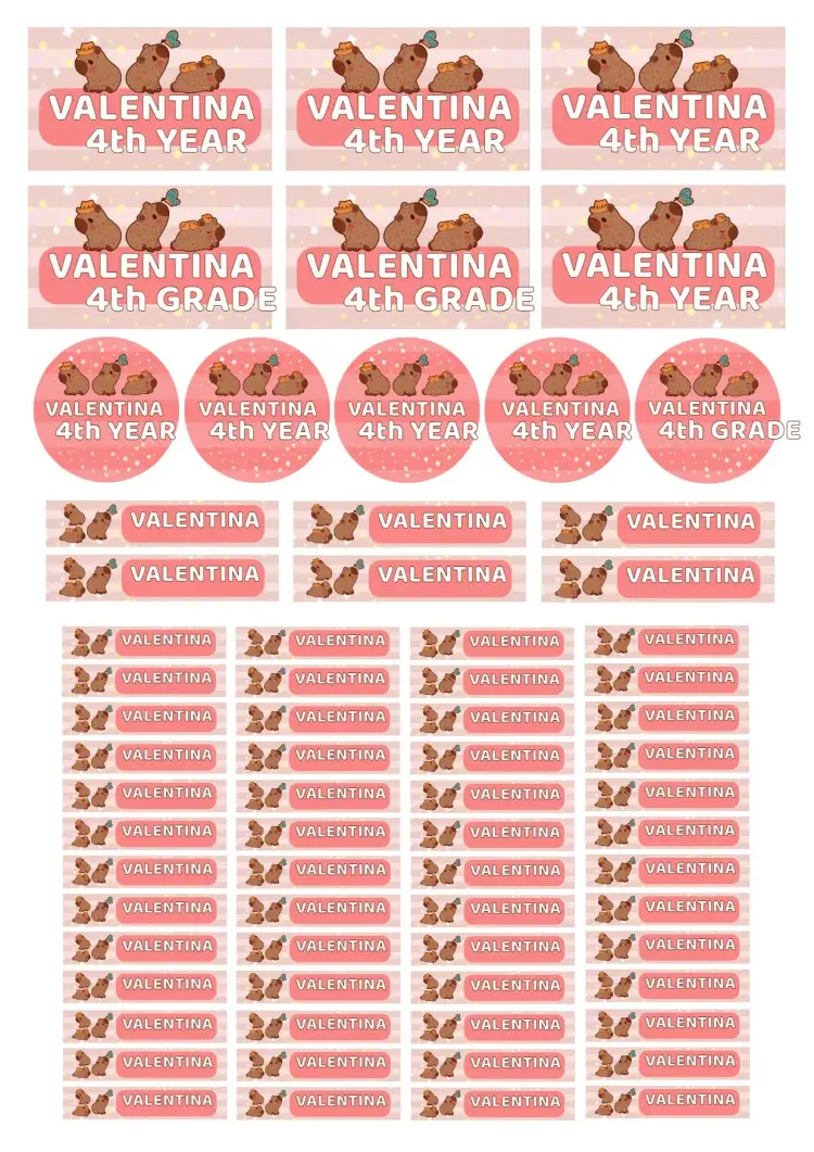 Cute Capybara School Label invitation