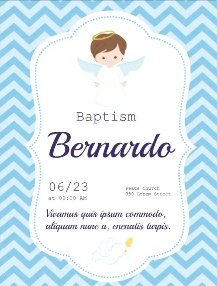 Invitation Blue Angel Spring Baptism – Baptism theme blue, floral, delicate, spring, little angel, modern