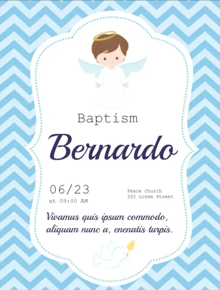 Blue Angel Spring Baptism invitation