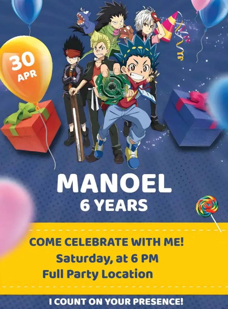 Beyblade Dragon invitation
