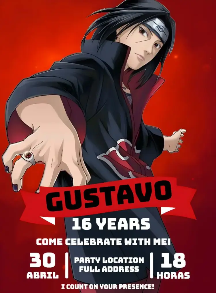 Itachi Akatsuki Ninja invitation