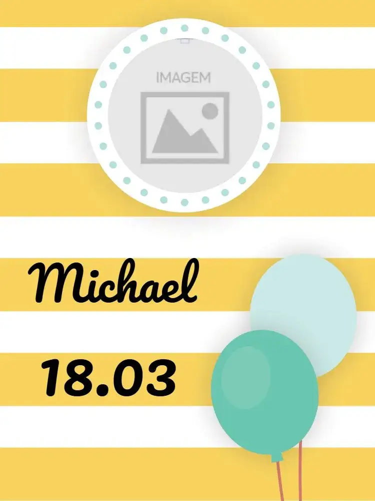 Invitation Baby Monthly Celebration – Diaper Shower theme yellow and white, stripes, balloons, fun, childlike, modern