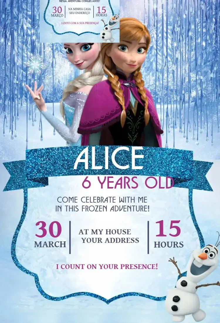 Invite Frozen 5 editable and customizable