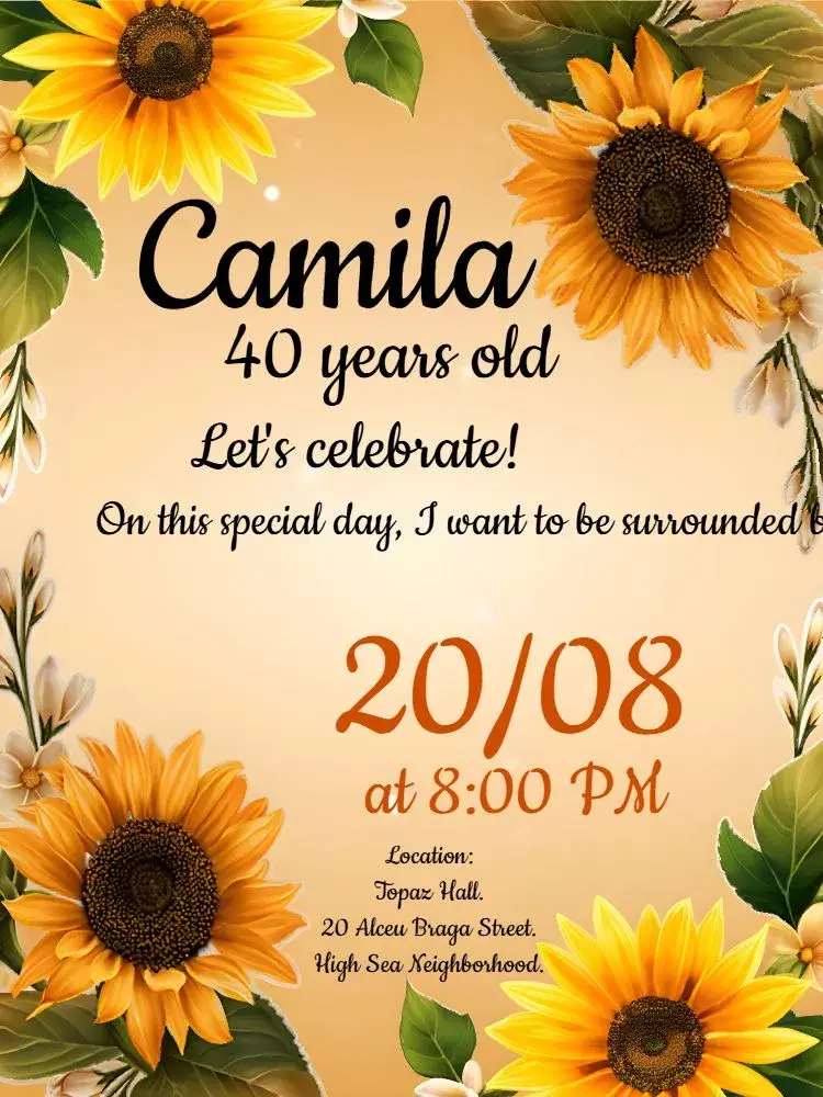 Invite Sunflower Flowers Wedding editable and customizable