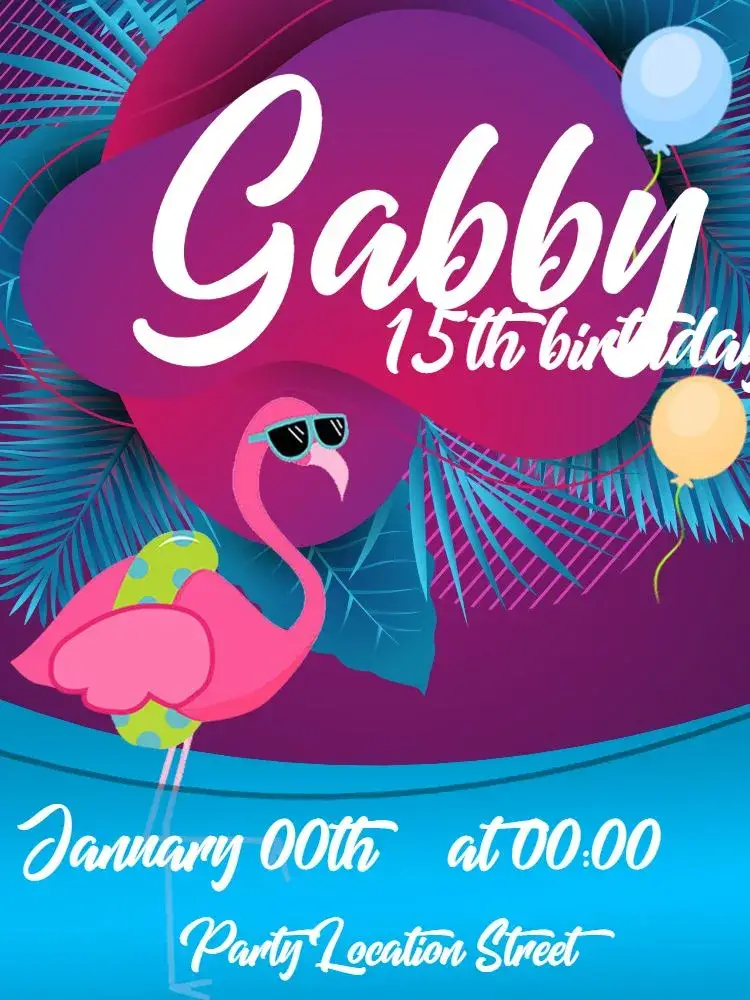 Invite Flamingo Celebration editable and customizable